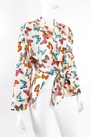 Rainbow Butterfly Silk Blouse