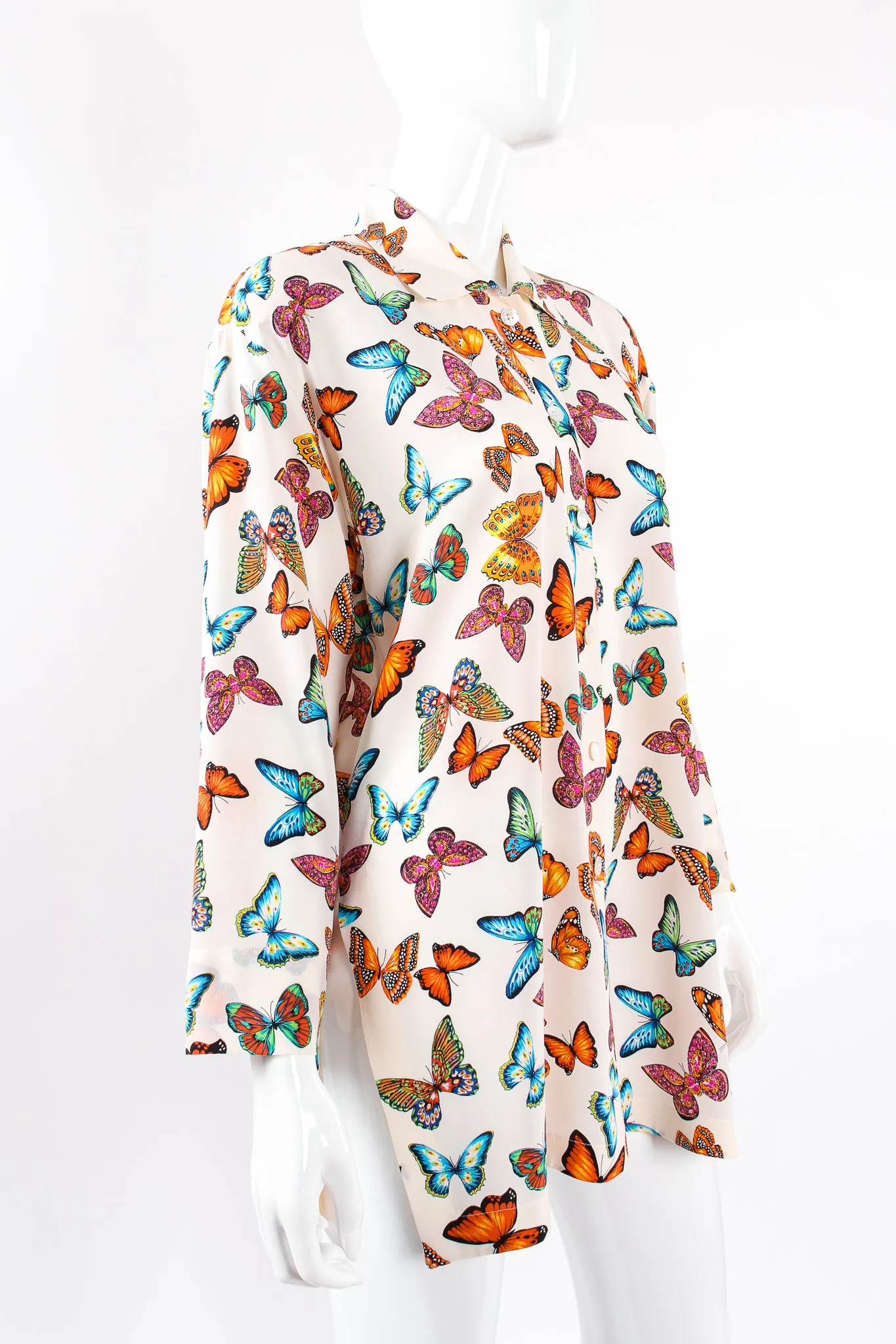 Rainbow Butterfly Silk Blouse