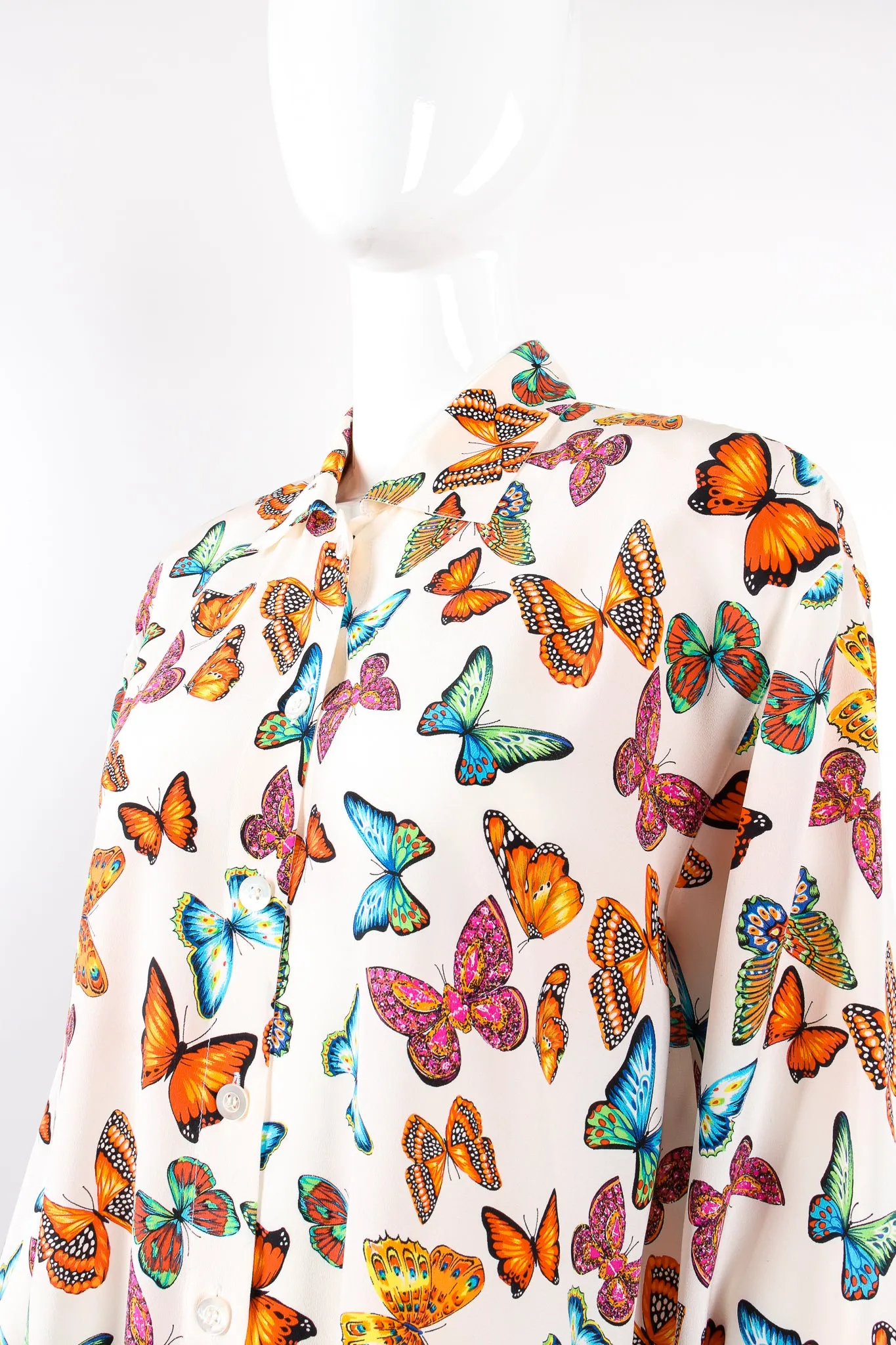 Rainbow Butterfly Silk Blouse