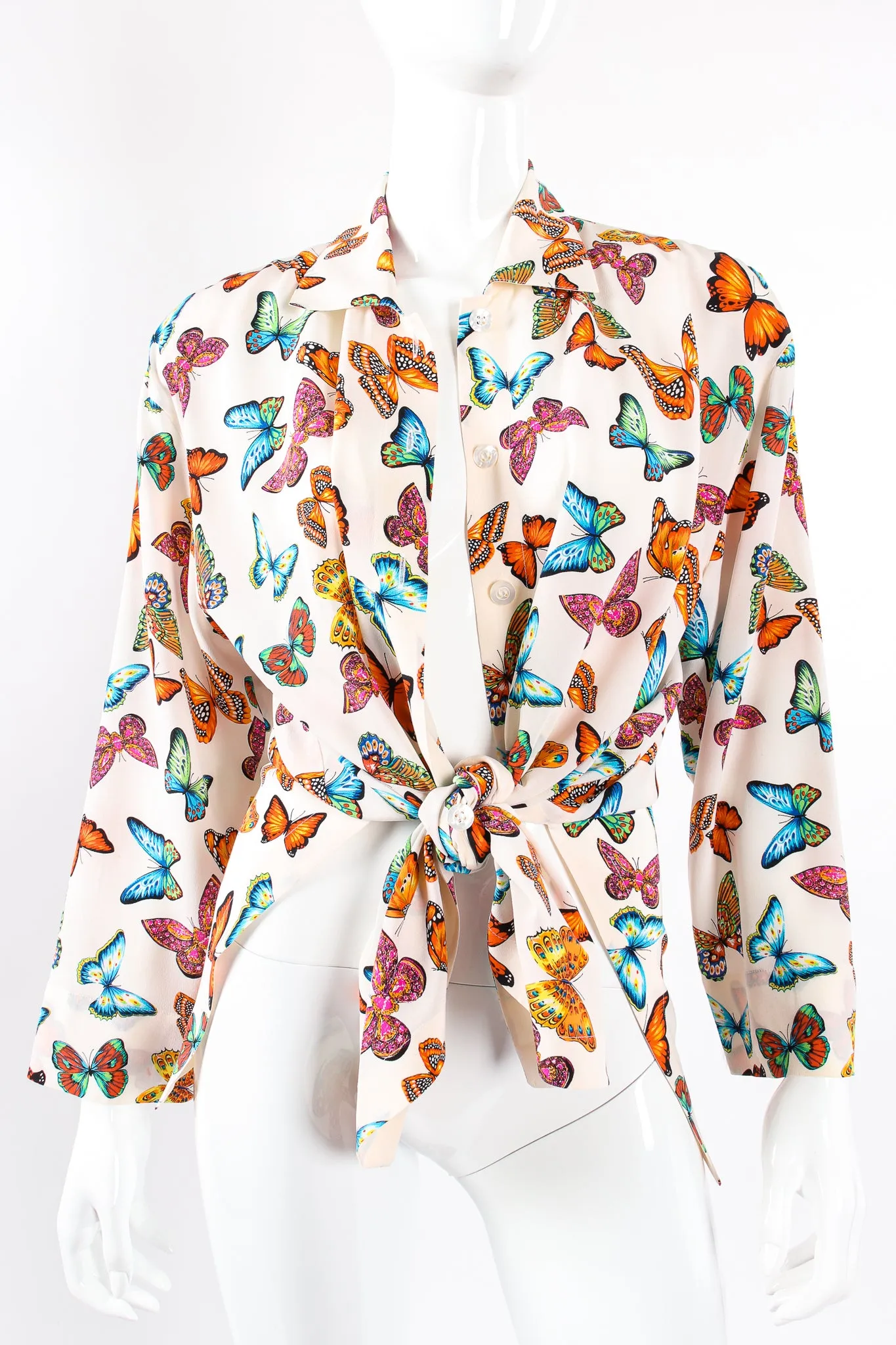 Rainbow Butterfly Silk Blouse