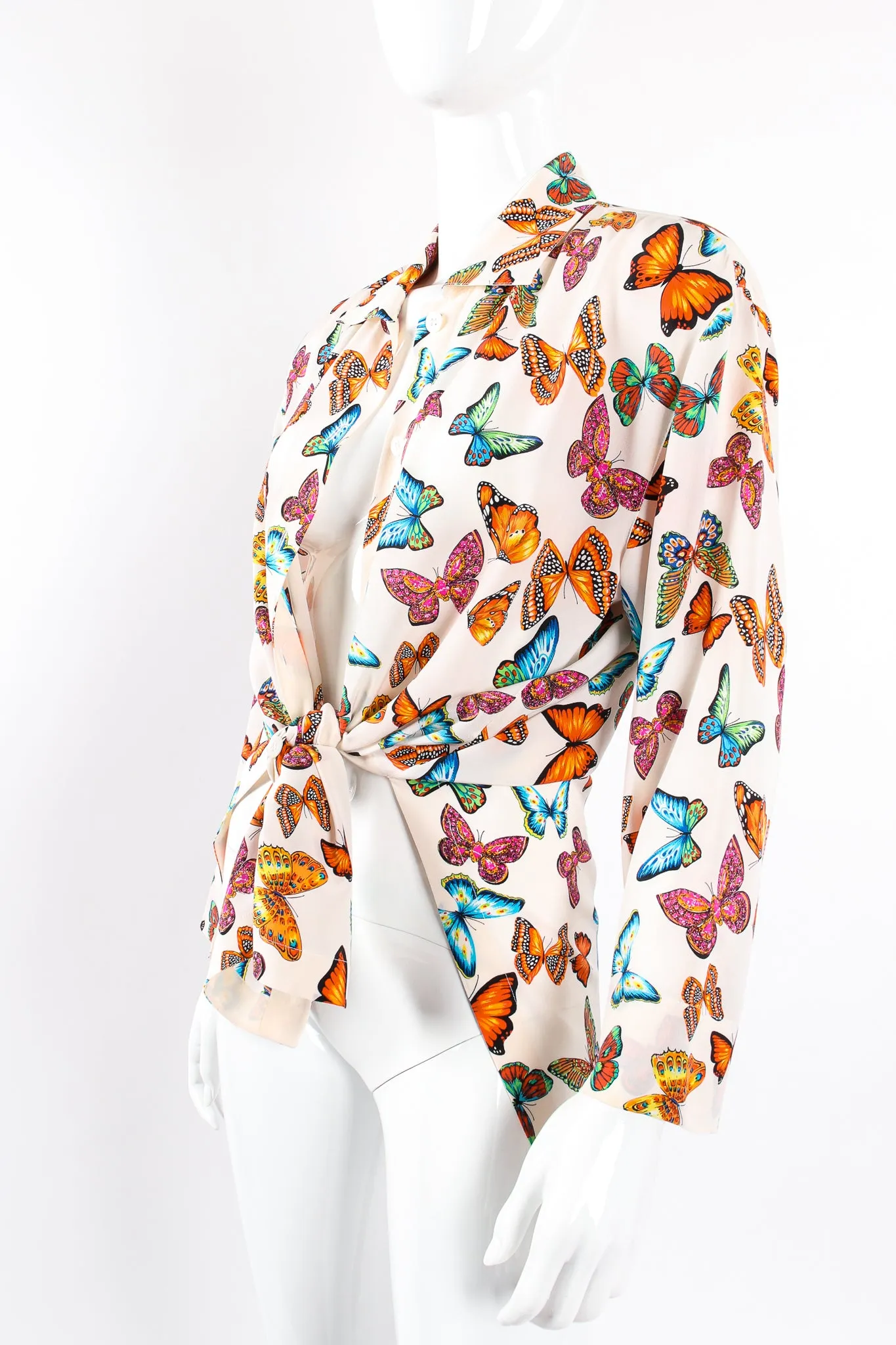 Rainbow Butterfly Silk Blouse