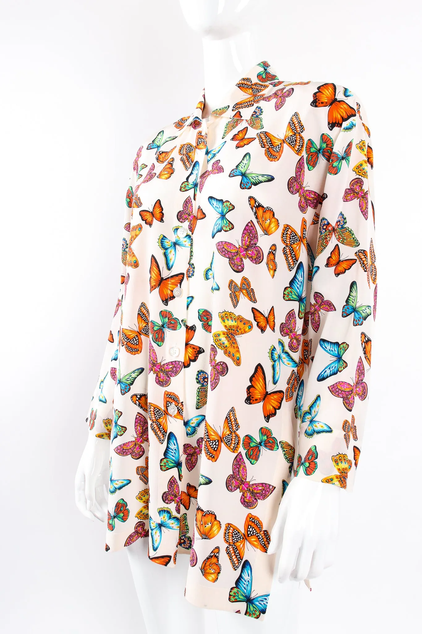 Rainbow Butterfly Silk Blouse