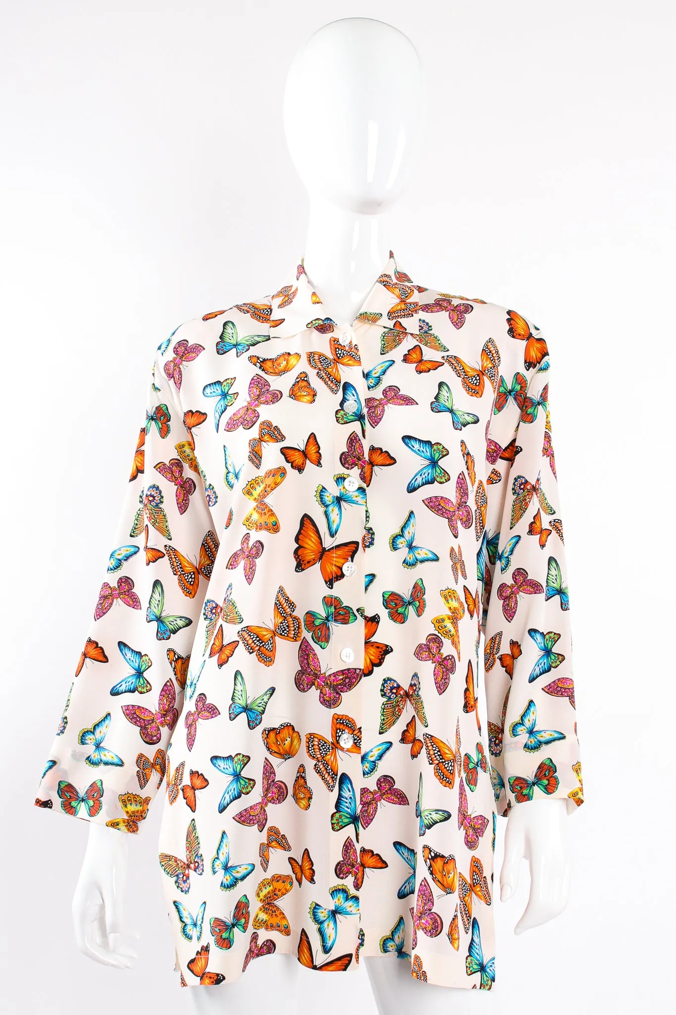 Rainbow Butterfly Silk Blouse