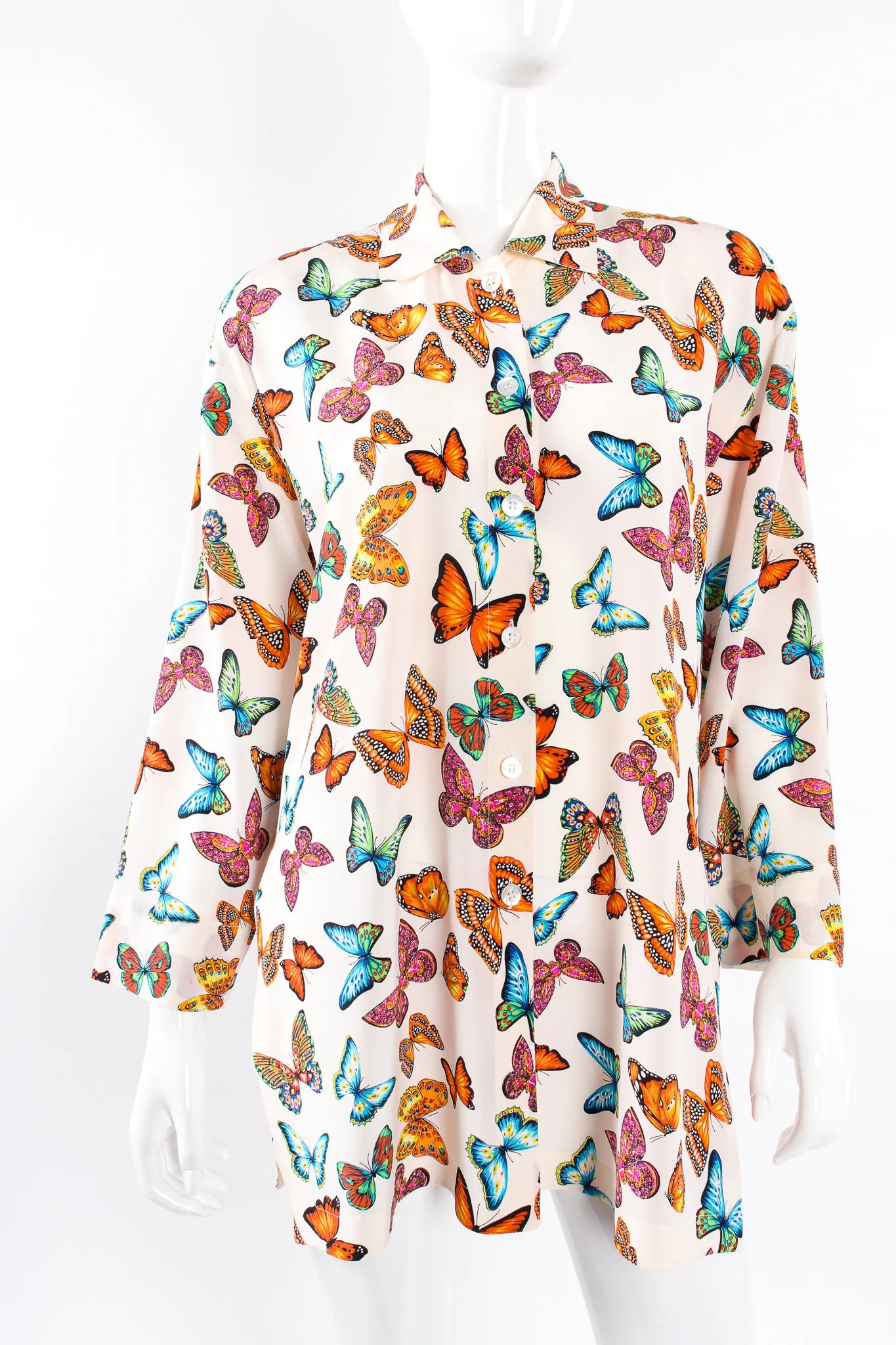 Rainbow Butterfly Silk Blouse