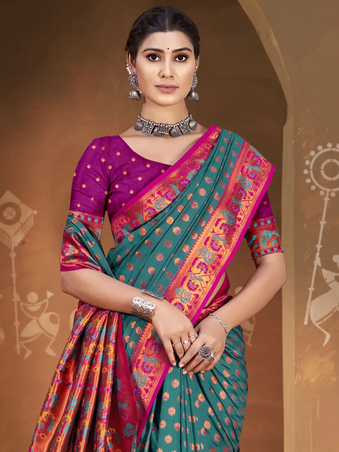 Rama Blue Silk Saree