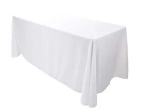 RECTANGULAR POLY LINEN W/ ROUNDED CORNERS | 90” x 132” - WHITE