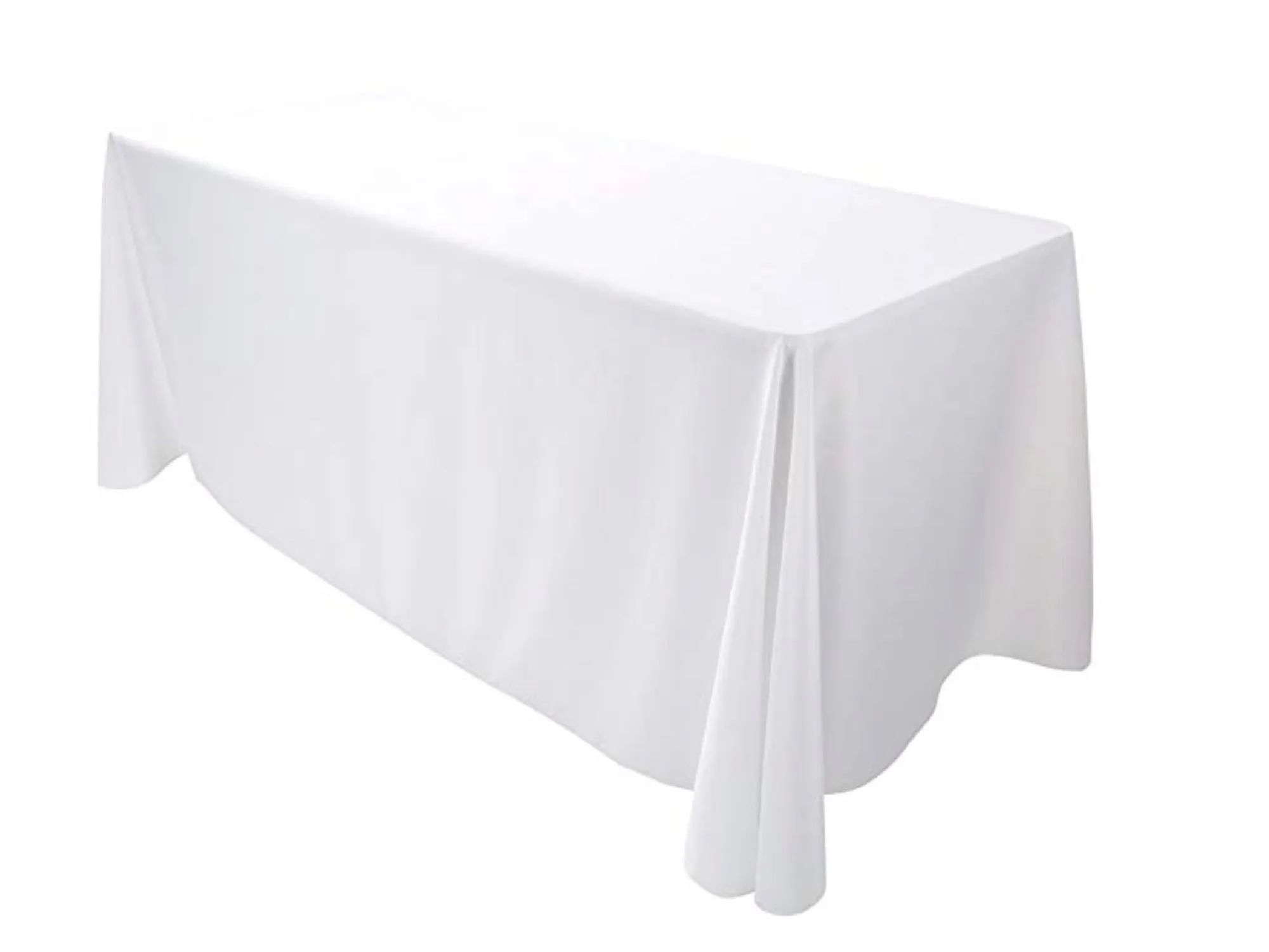 RECTANGULAR POLY LINEN W/ ROUNDED CORNERS | 90” x 132” - WHITE