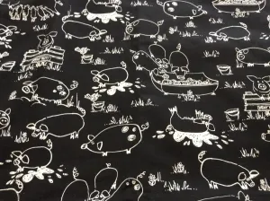 Recycled vintage fabric Stuff it cover only black piggies cotton design seconds bargain