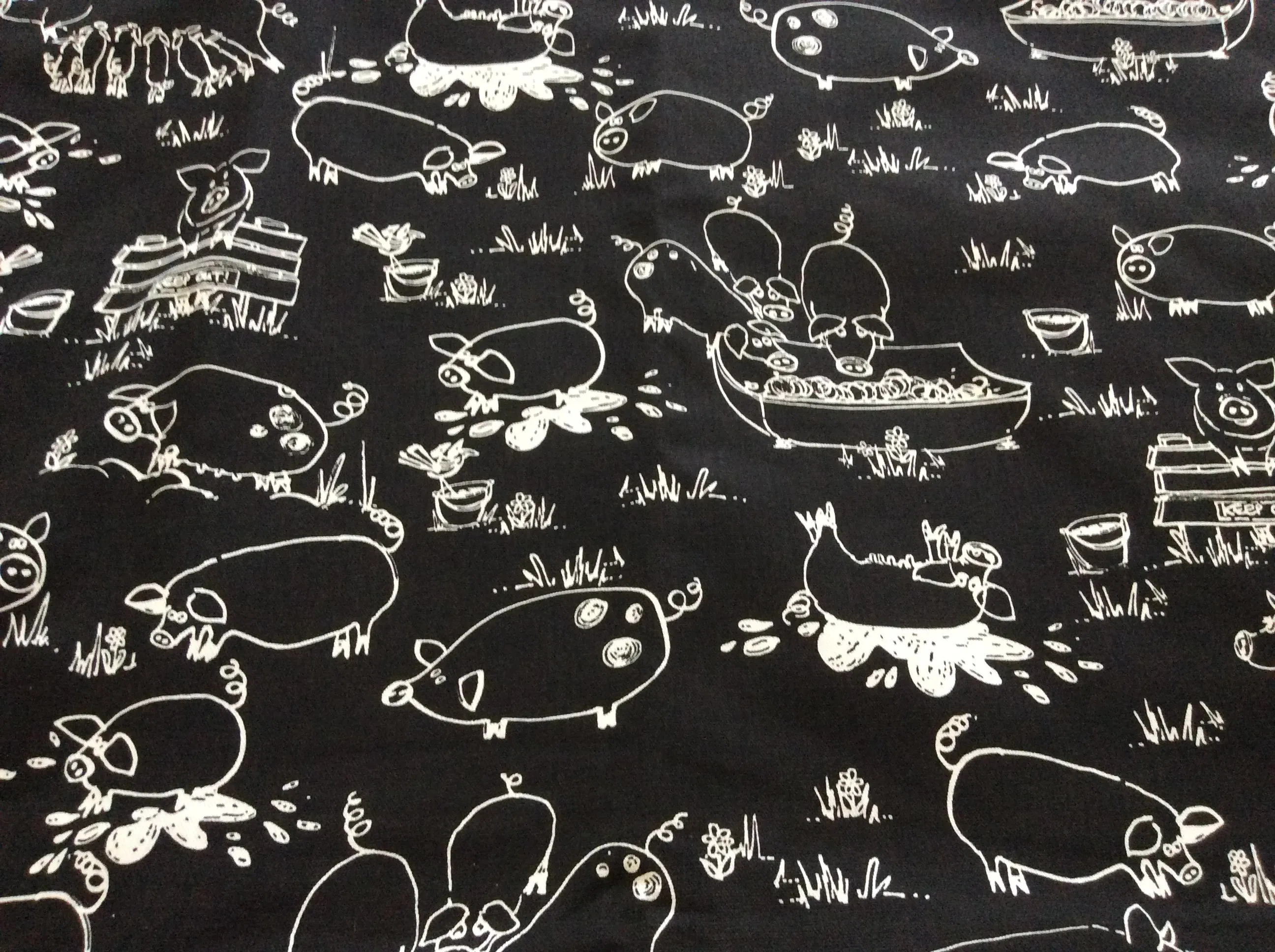 Recycled vintage fabric Stuff it cover only black piggies cotton design seconds bargain