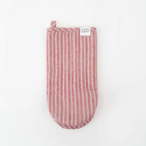 Red Natural Stripes Linen Oven Mitt