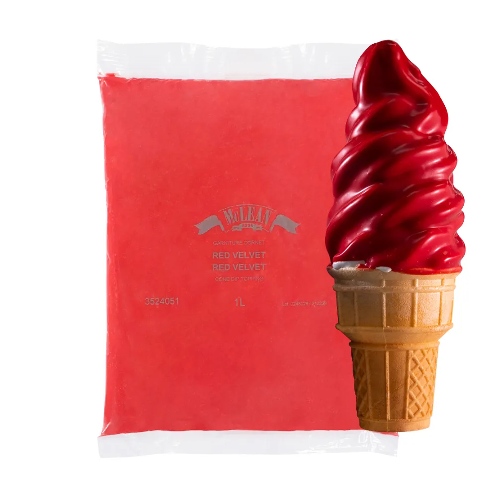 Red Velvet Cone Dip Coating (Case = 5 x 1L Bags) by McLean Canada