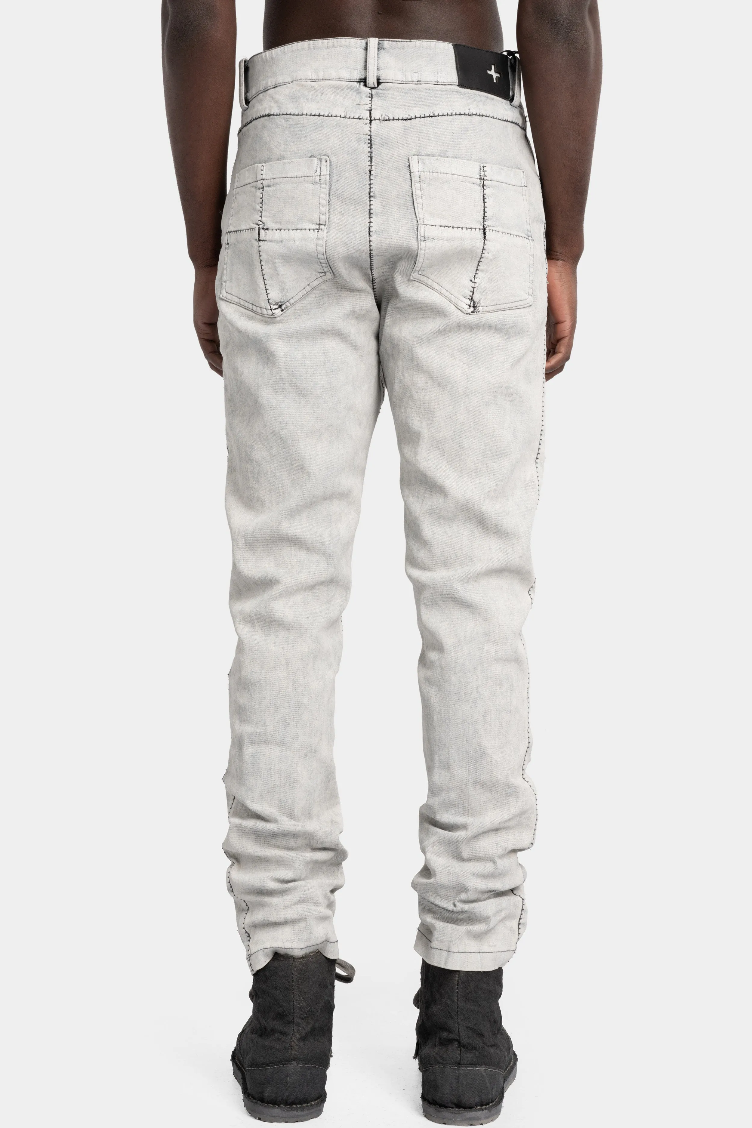 Regular cut jeans, White leather
