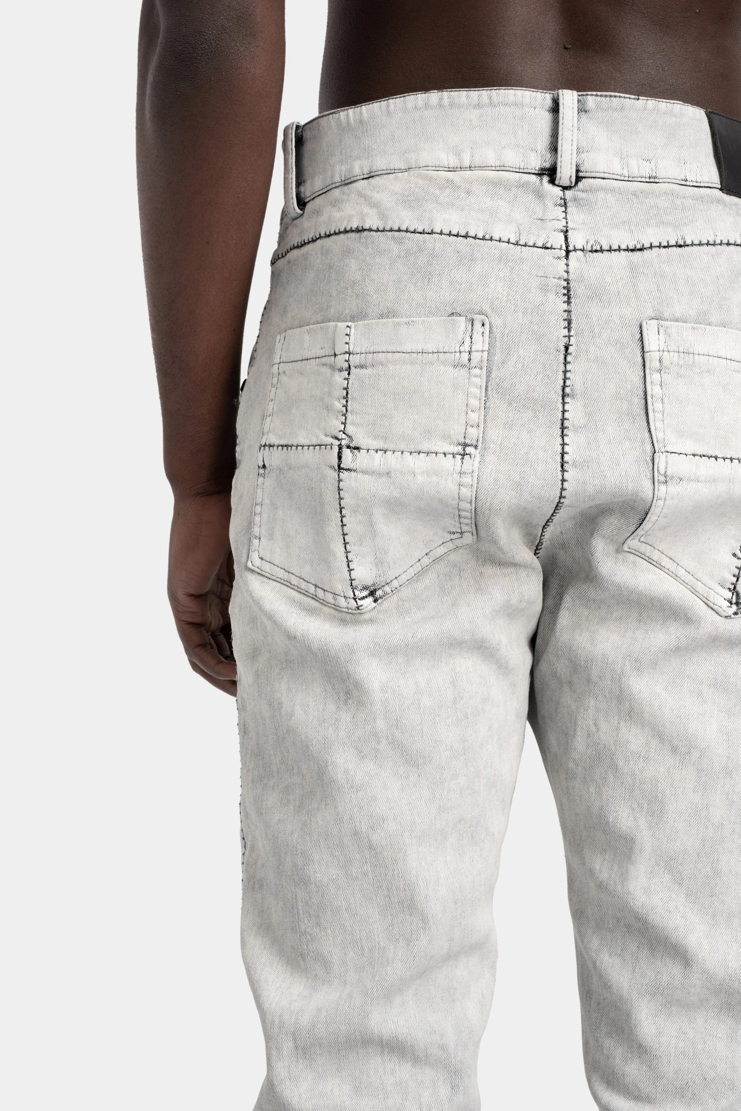 Regular cut jeans, White leather