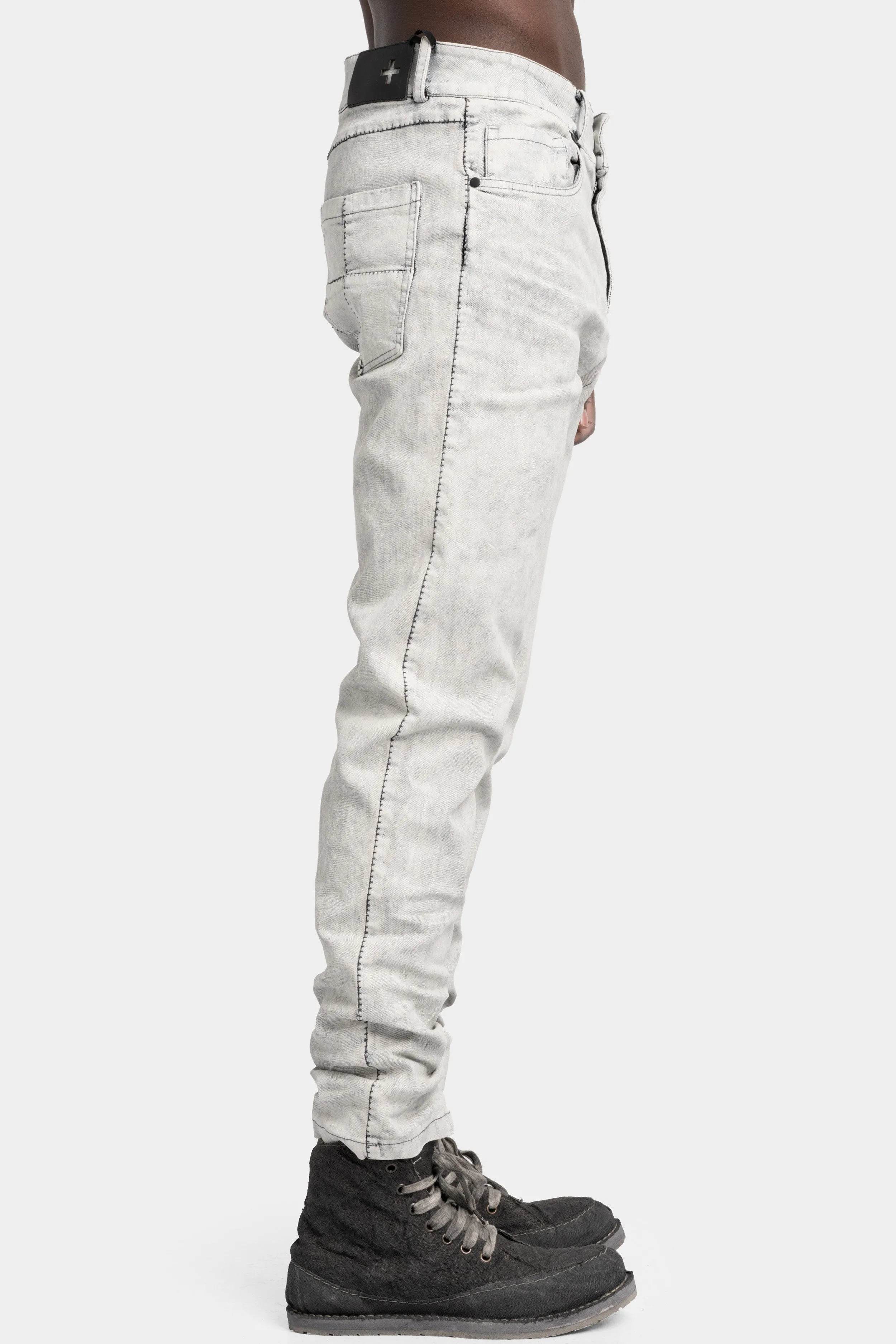 Regular cut jeans, White leather