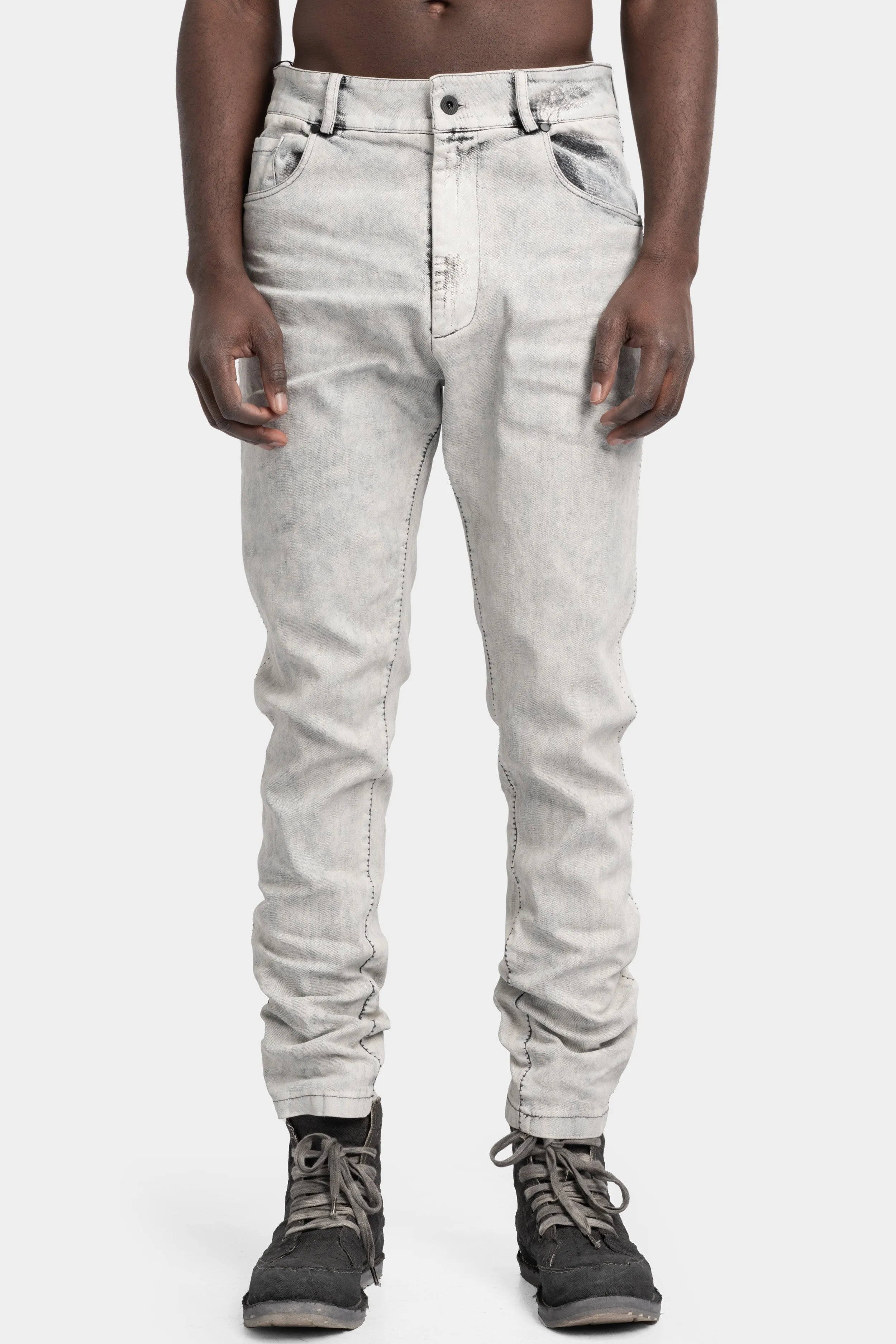 Regular cut jeans, White leather