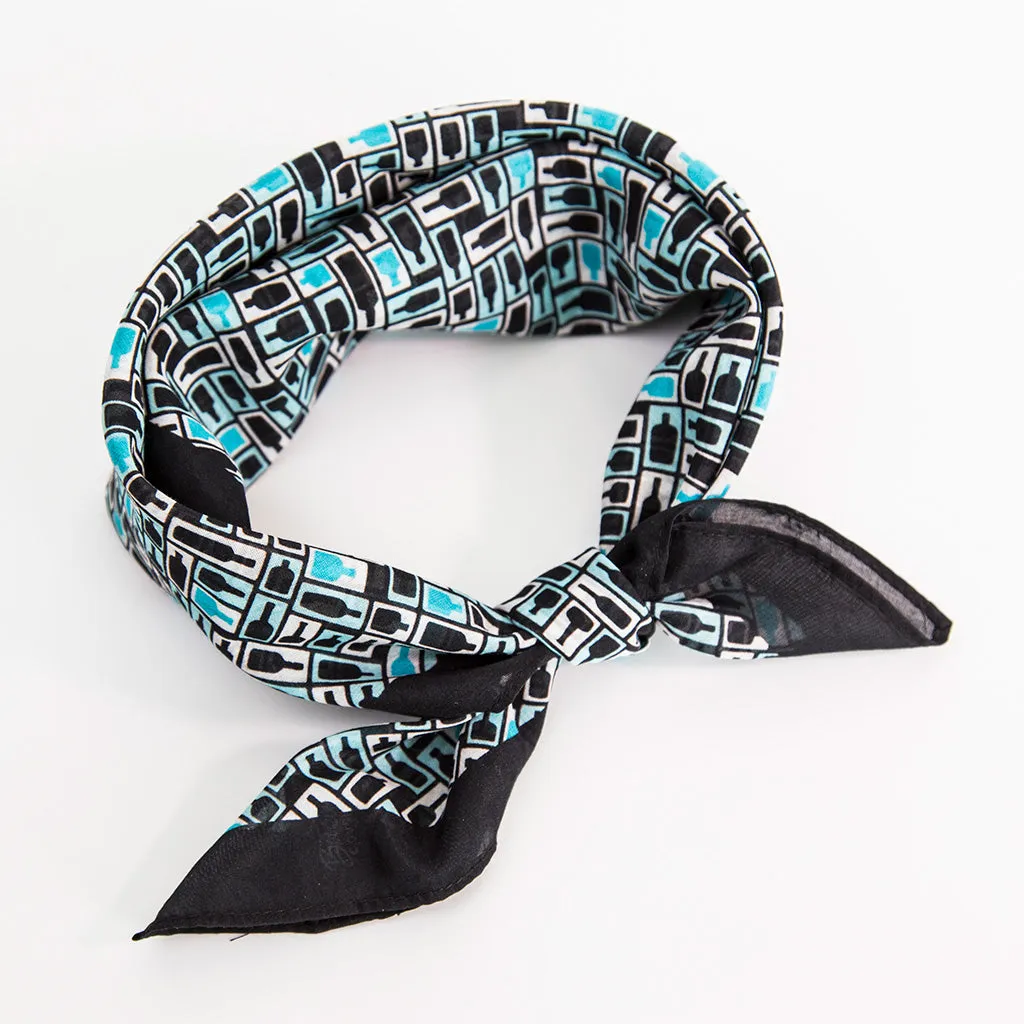 Retro Bourbon© Neckerchief | Black   Aqua