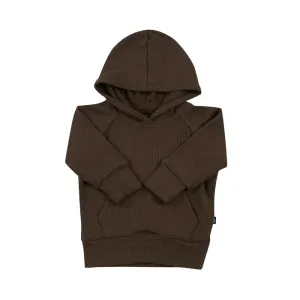 Ribbed Hoodie in Espresso
