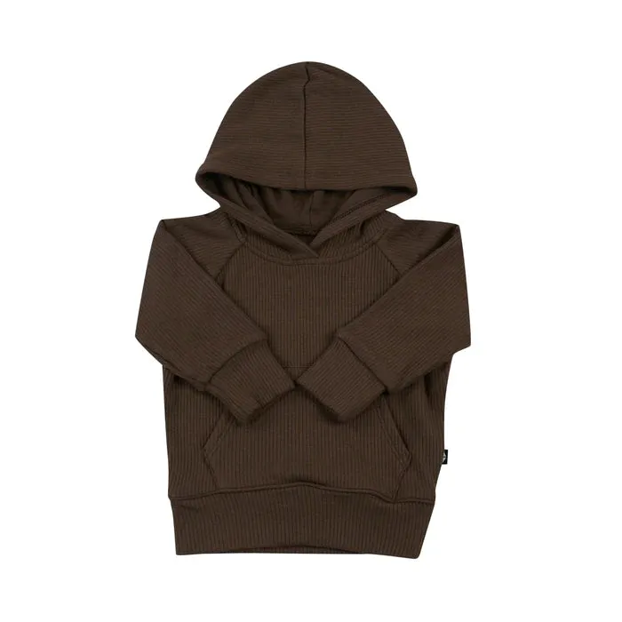 Ribbed Hoodie in Espresso