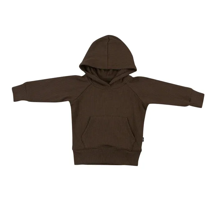 Ribbed Hoodie in Espresso