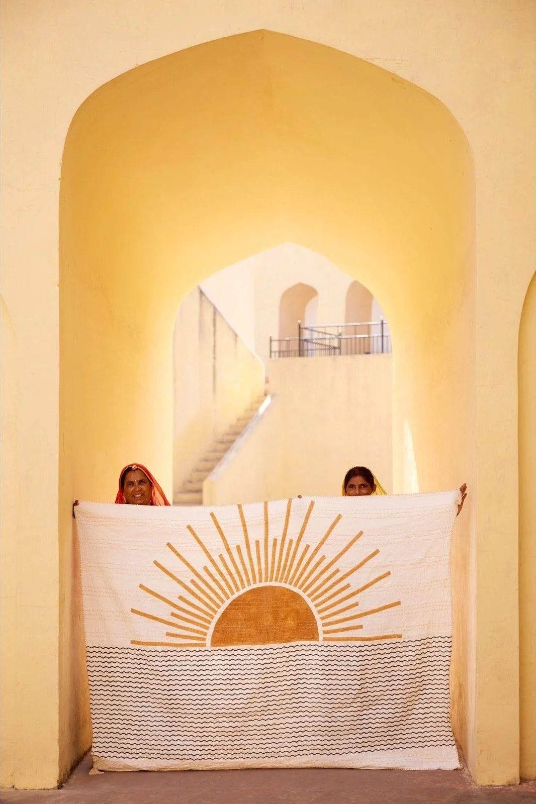 Rising Sun Linen Throw