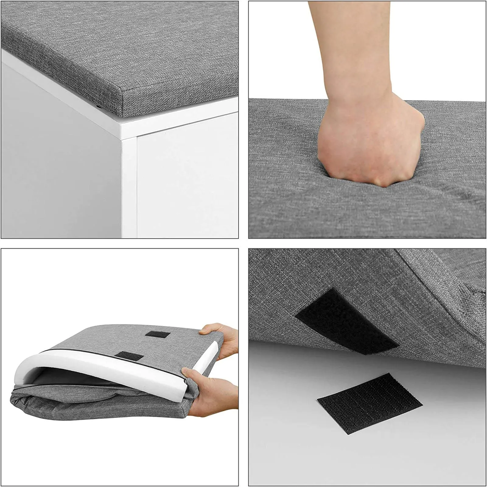 Rootz Shoe Bench - Entryway Bench - Shoe Rack - E1 Class Wood - Padded Seat - 100cm x 30cm x 48cm