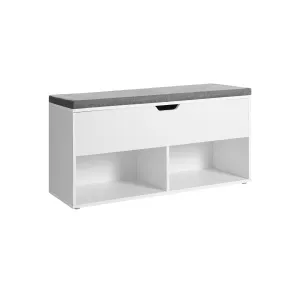 Rootz Shoe Bench - Entryway Bench - Shoe Rack - E1 Class Wood - Padded Seat - 100cm x 30cm x 48cm