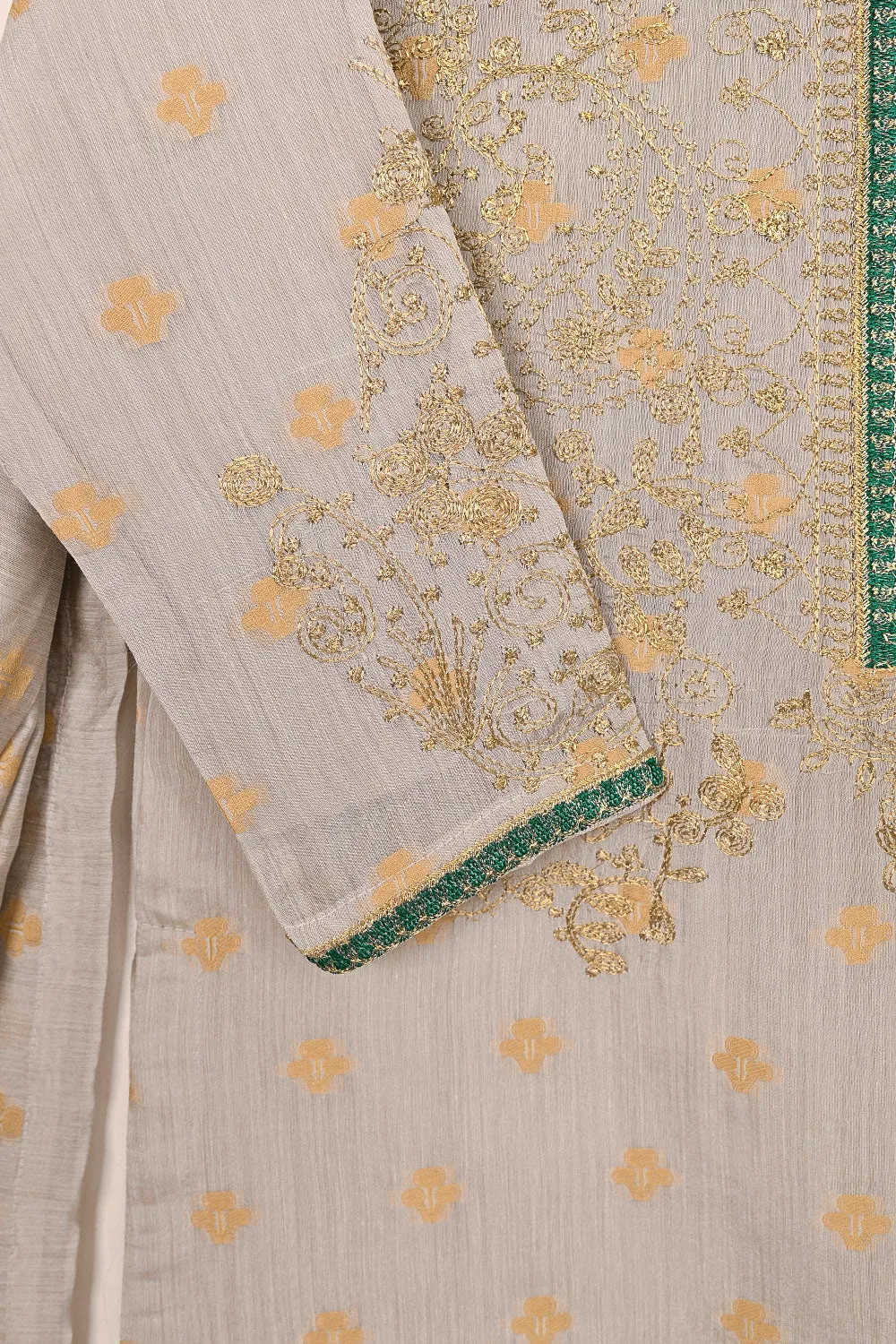 RTW-210-Grey - 3Pc Stitched Jacquard Paper Cotton Embroidered Dress