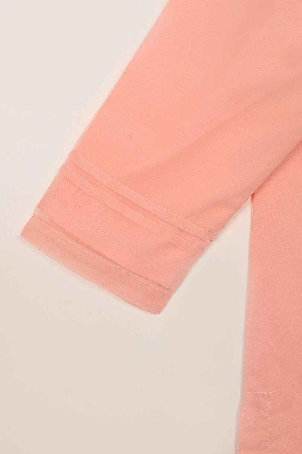 RTW-270-Peachy Pink - 3Pc Ready to Wear Embroidered Premium Adda Work Organza Dress