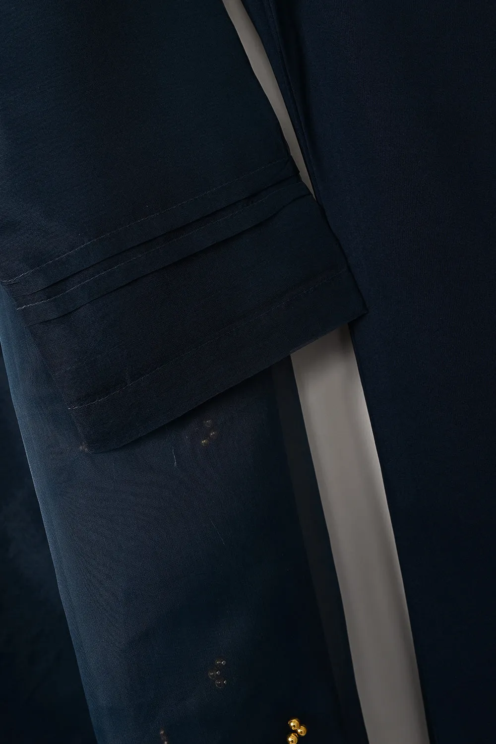 RTW-291-NavyBlue - 3Pc Ready to Wear Embroidered Premium Adda Work Organza Dress