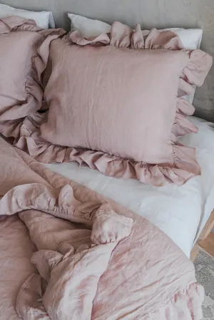 Ruffle pillowcase - pink