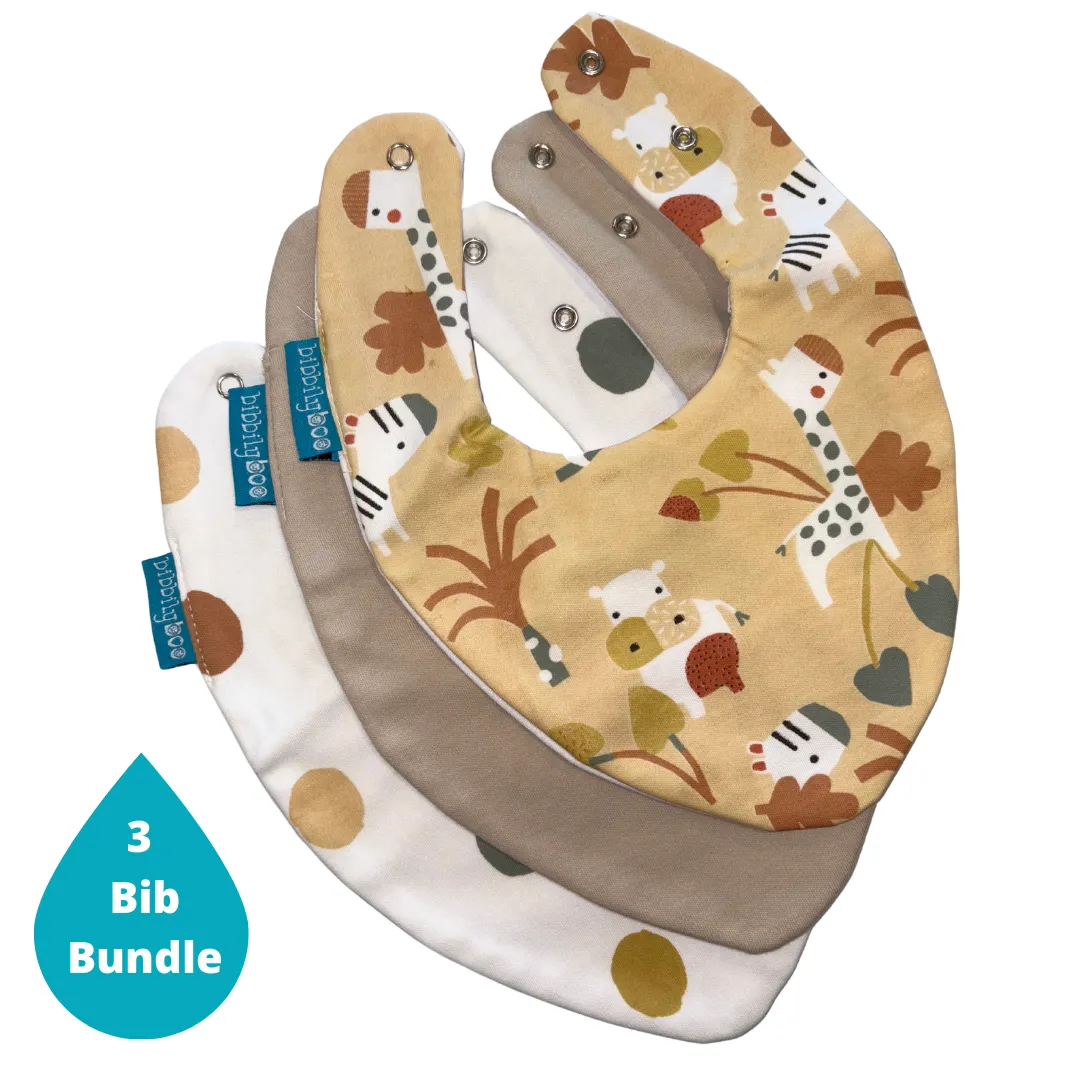 Safari Bundle of 3 Waterproof Dribble Bibs
