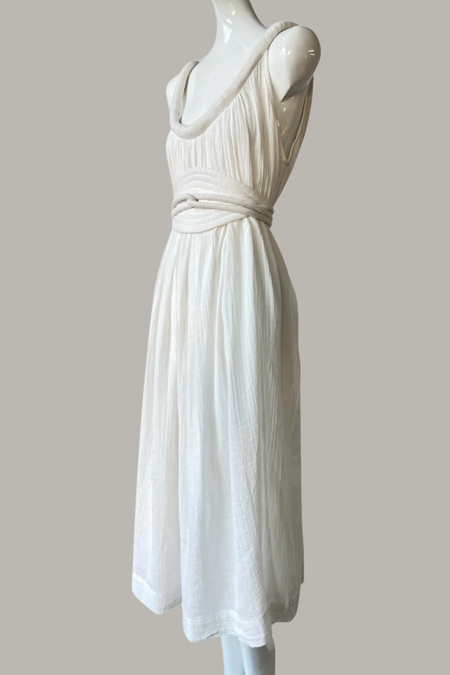 Sahara Chemise Dress Quartz Linen/Cotton w/Quilted Oval Obi