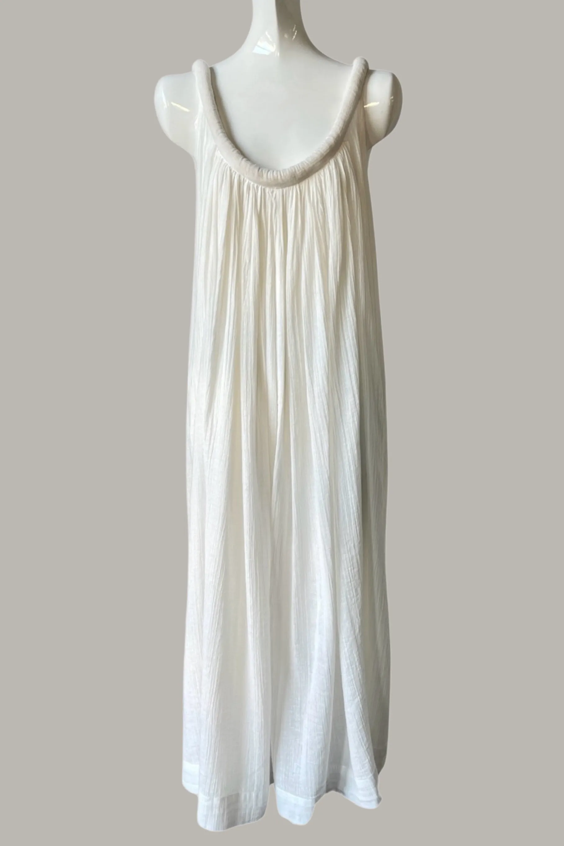 Sahara Chemise Dress Quartz Linen/Cotton w/Quilted Oval Obi
