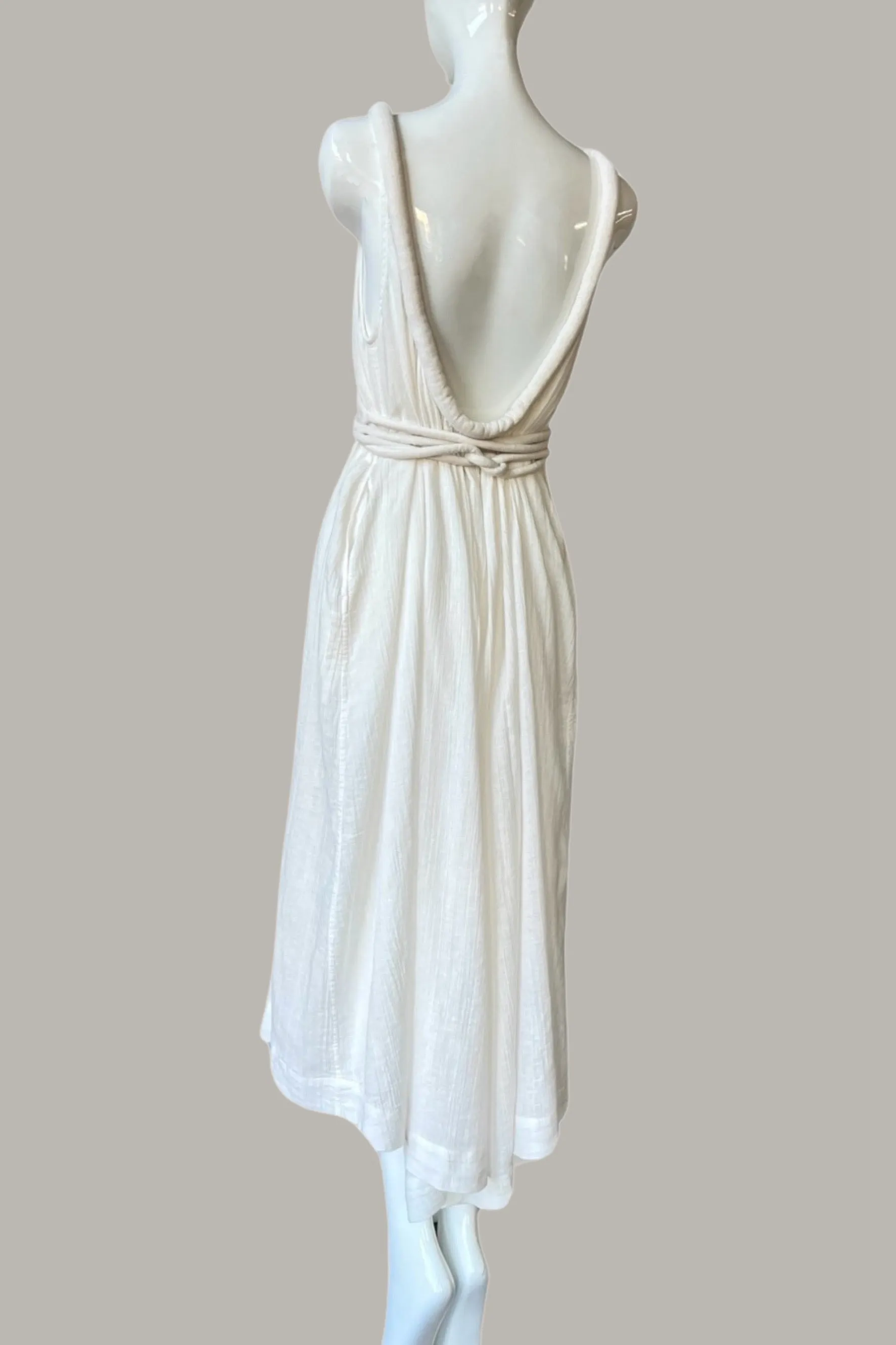 Sahara Chemise Dress Quartz Linen/Cotton w/Quilted Oval Obi