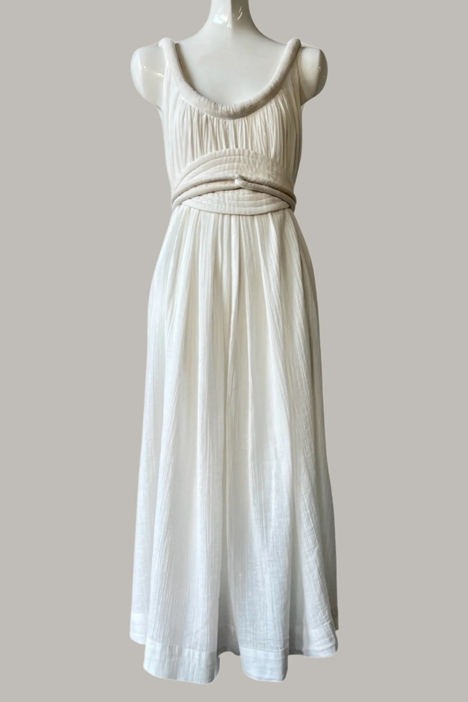Sahara Chemise Dress Quartz Linen/Cotton w/Quilted Oval Obi