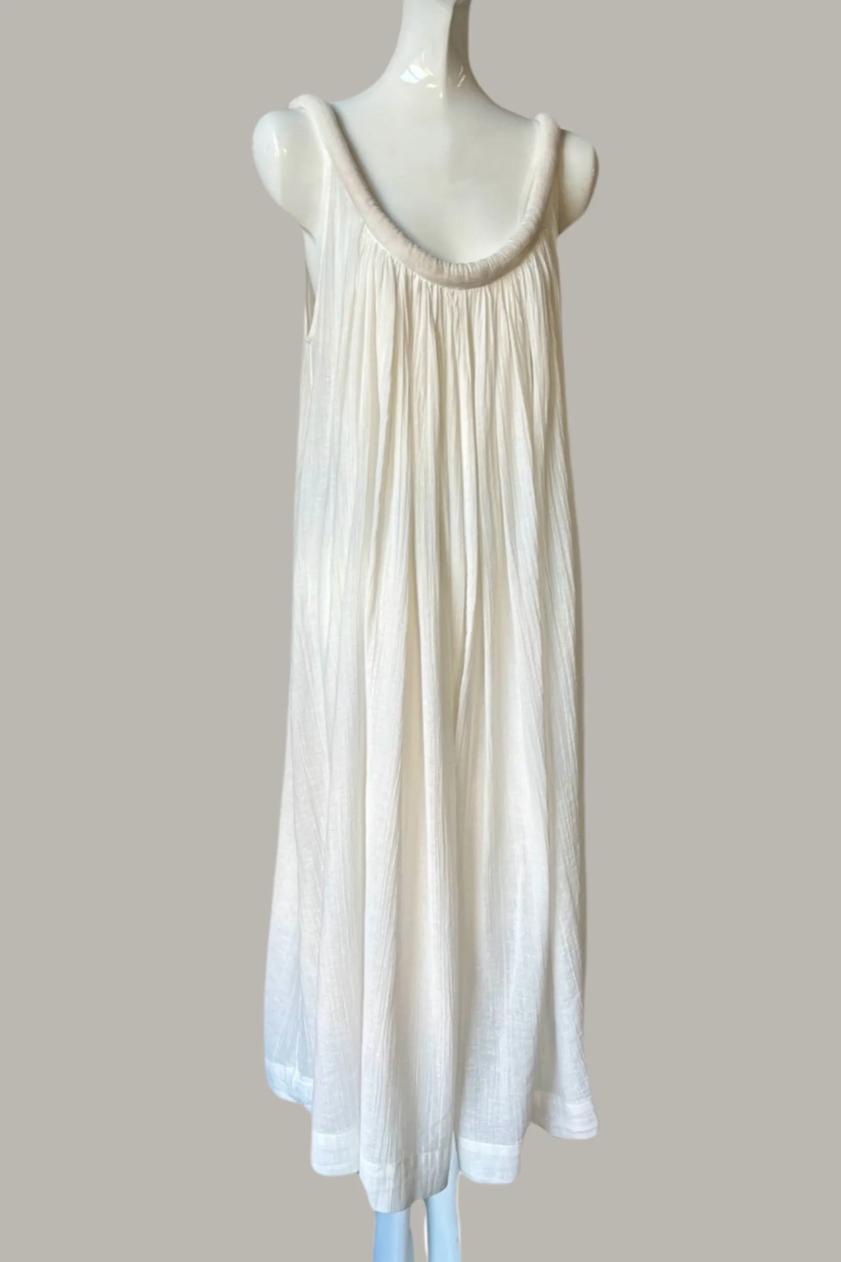 Sahara Chemise Dress Quartz Linen/Cotton w/Quilted Oval Obi