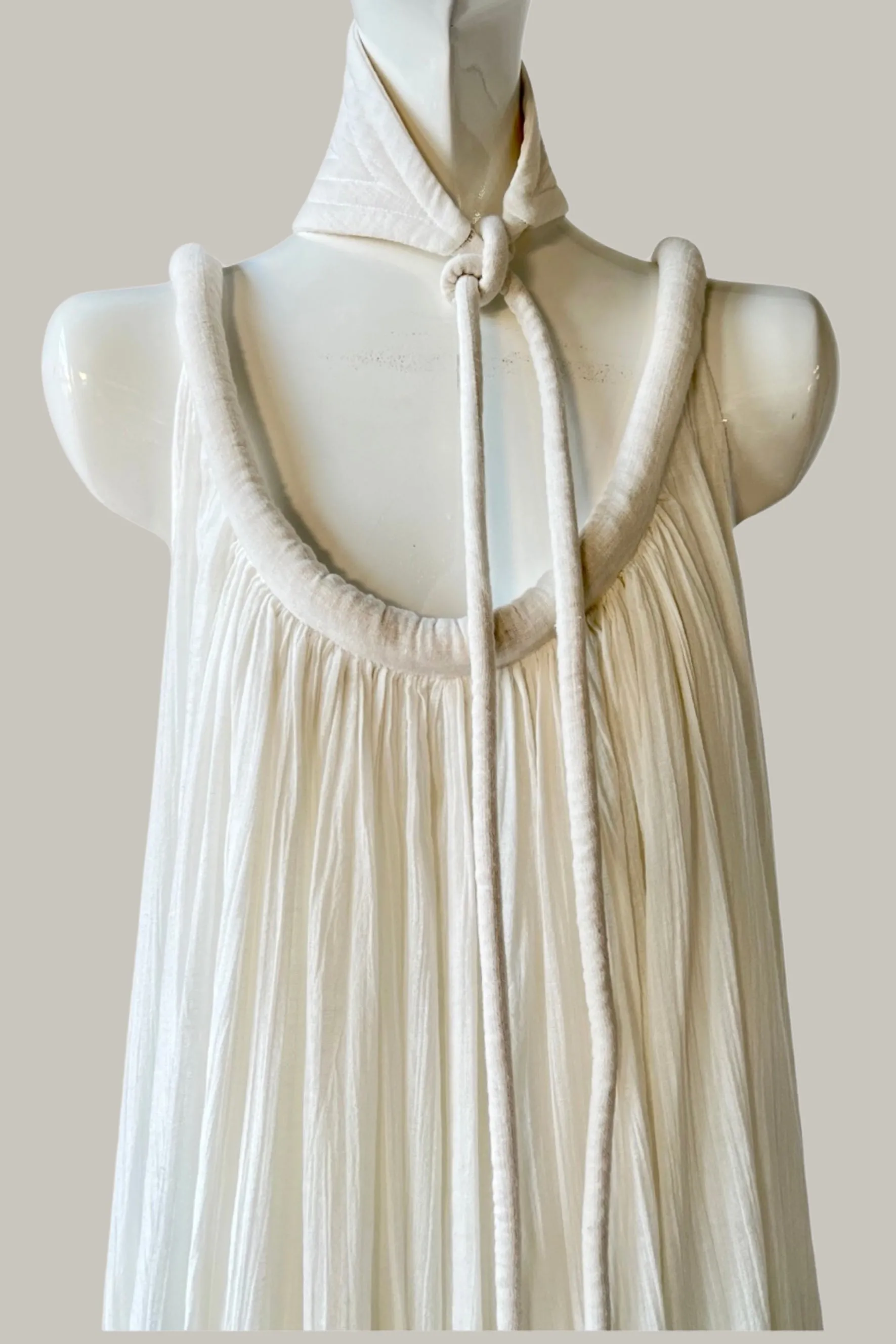 Sahara Chemise Dress Quartz Linen/Cotton w/Quilted Oval Obi