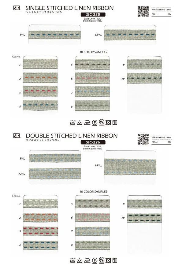 Sample Card Stitched Linen Ribbon (SIC-225 SIC-226)
