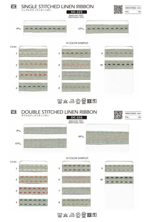 Sample Card Stitched Linen Ribbon (SIC-225 SIC-226)