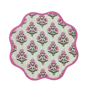 Scalloped Pink Roses Round Placemats