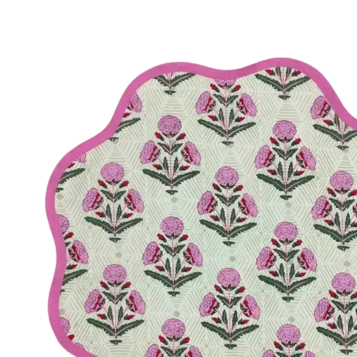 Scalloped Pink Roses Round Placemats
