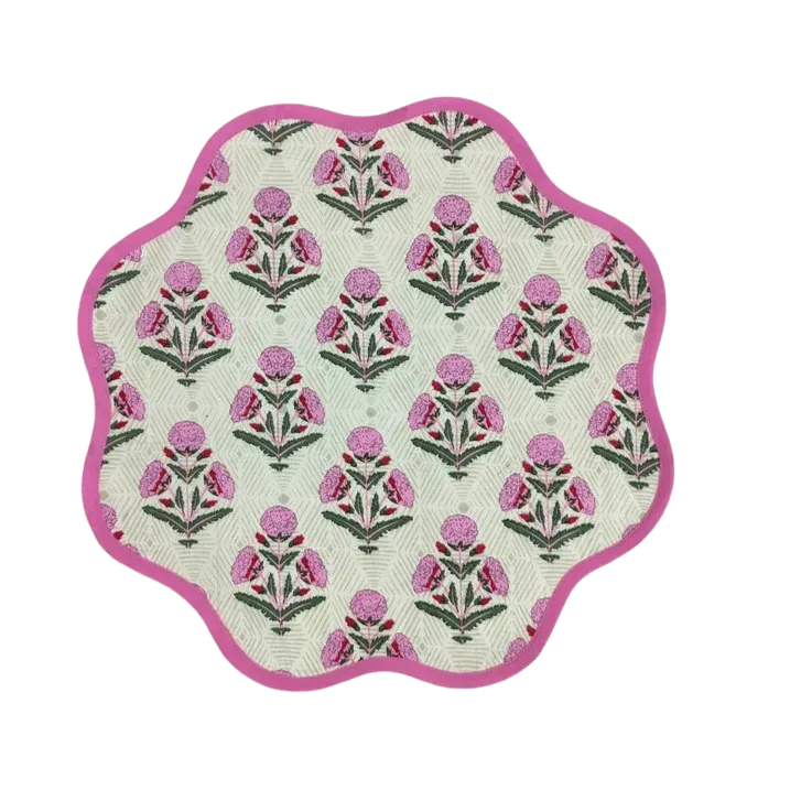 Scalloped Pink Roses Round Placemats