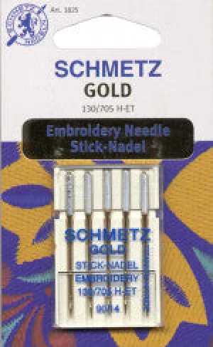 Schmetz Needles Gold Titanium Embroidery Machine Needle Size 14/90 5ct