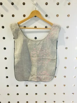 Screen printed linen bag.