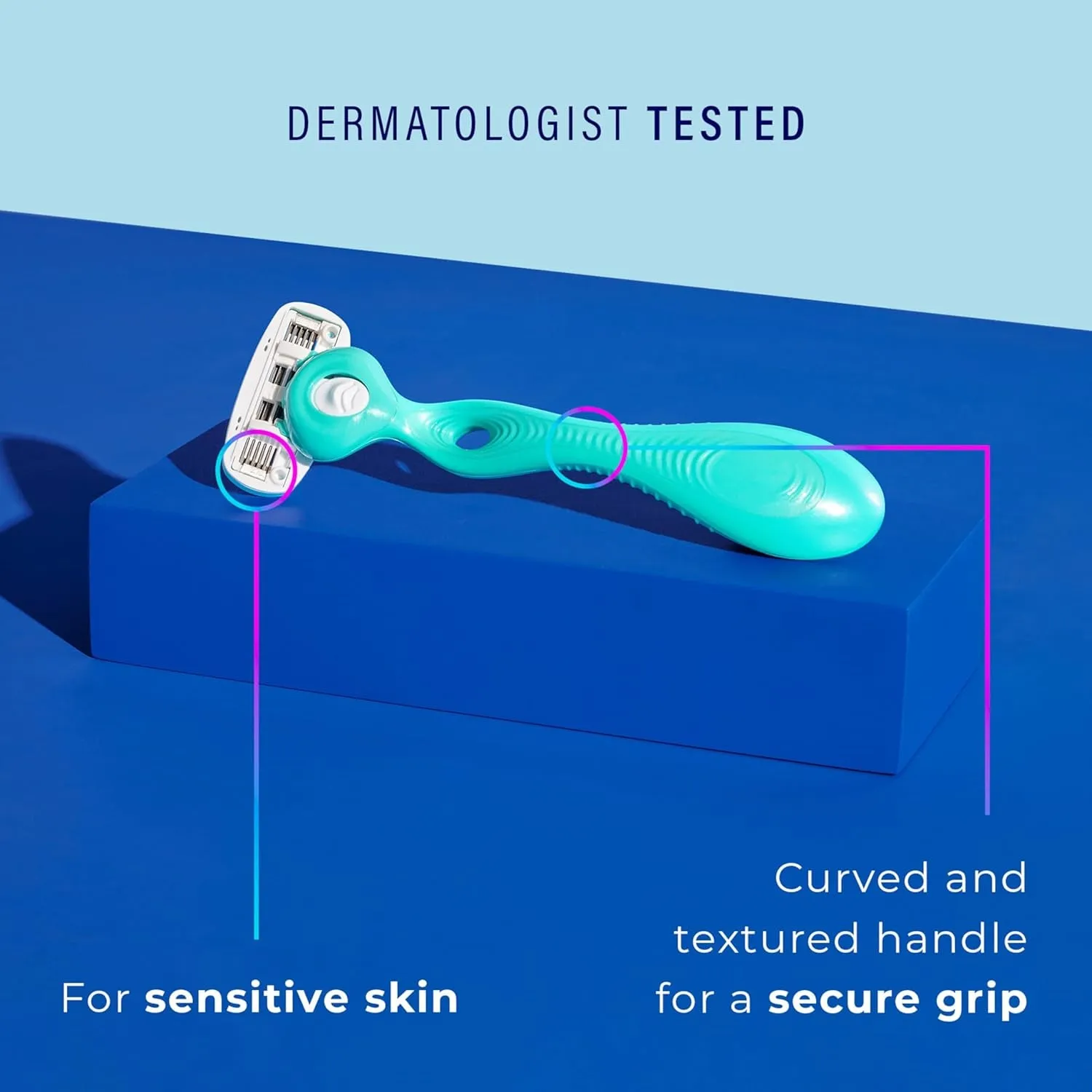 Sensitive Women'S Razor | 5-Blade Razors for Women Sensitive Skin | Womens Razors Sensitive Skin | 1 Handle & 2 Razor Blade Refills