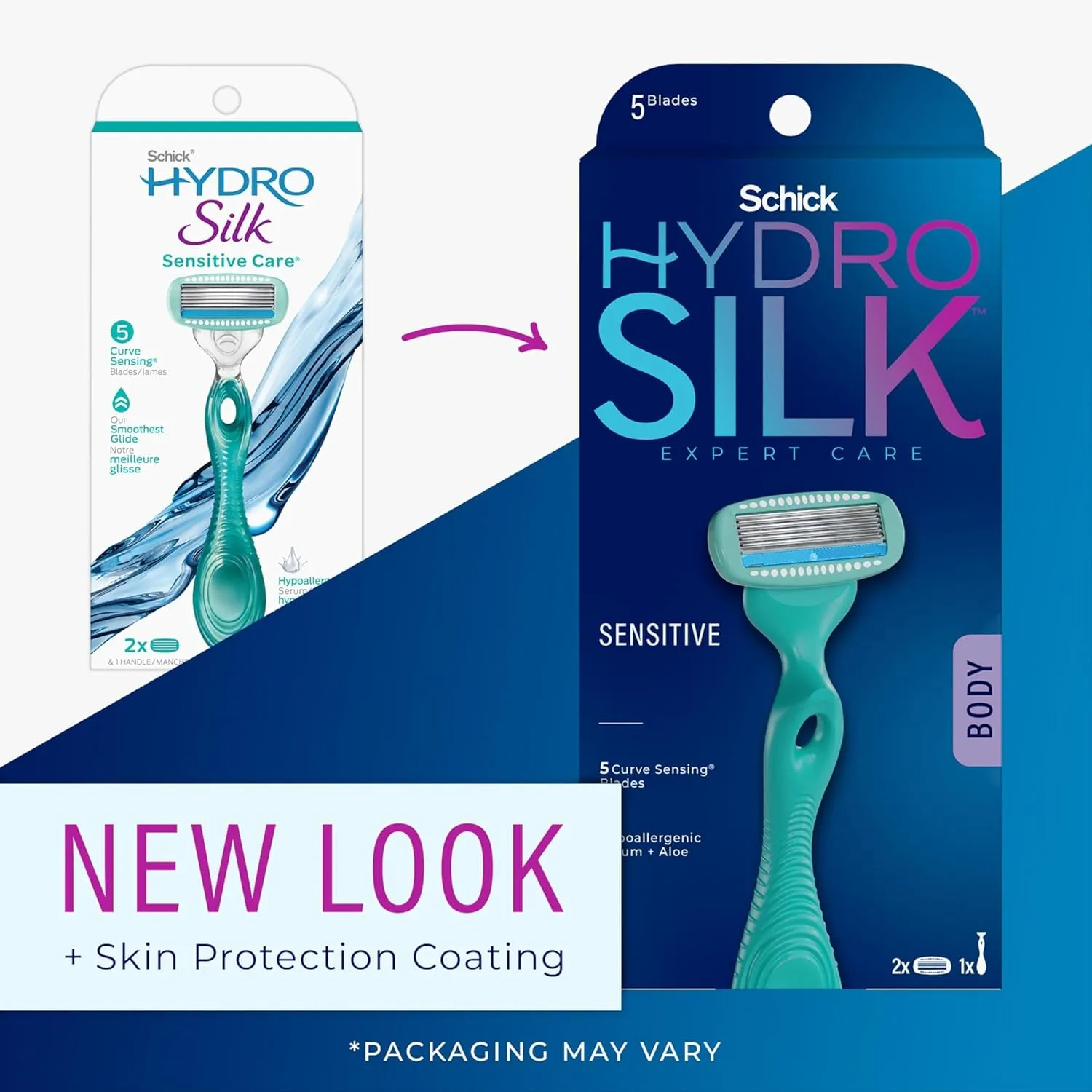 Sensitive Women'S Razor | 5-Blade Razors for Women Sensitive Skin | Womens Razors Sensitive Skin | 1 Handle & 2 Razor Blade Refills