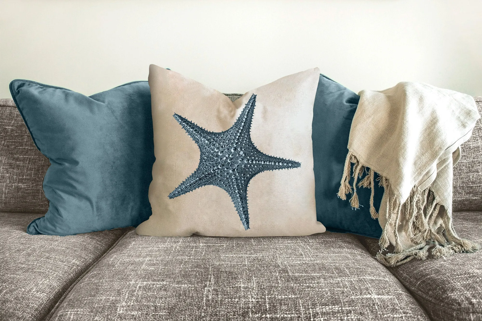 Set of 2 Starfish pillows, coastal decor accent, modern, home decor, pillow cover and insert, accent cushion, beach home style, ocean art