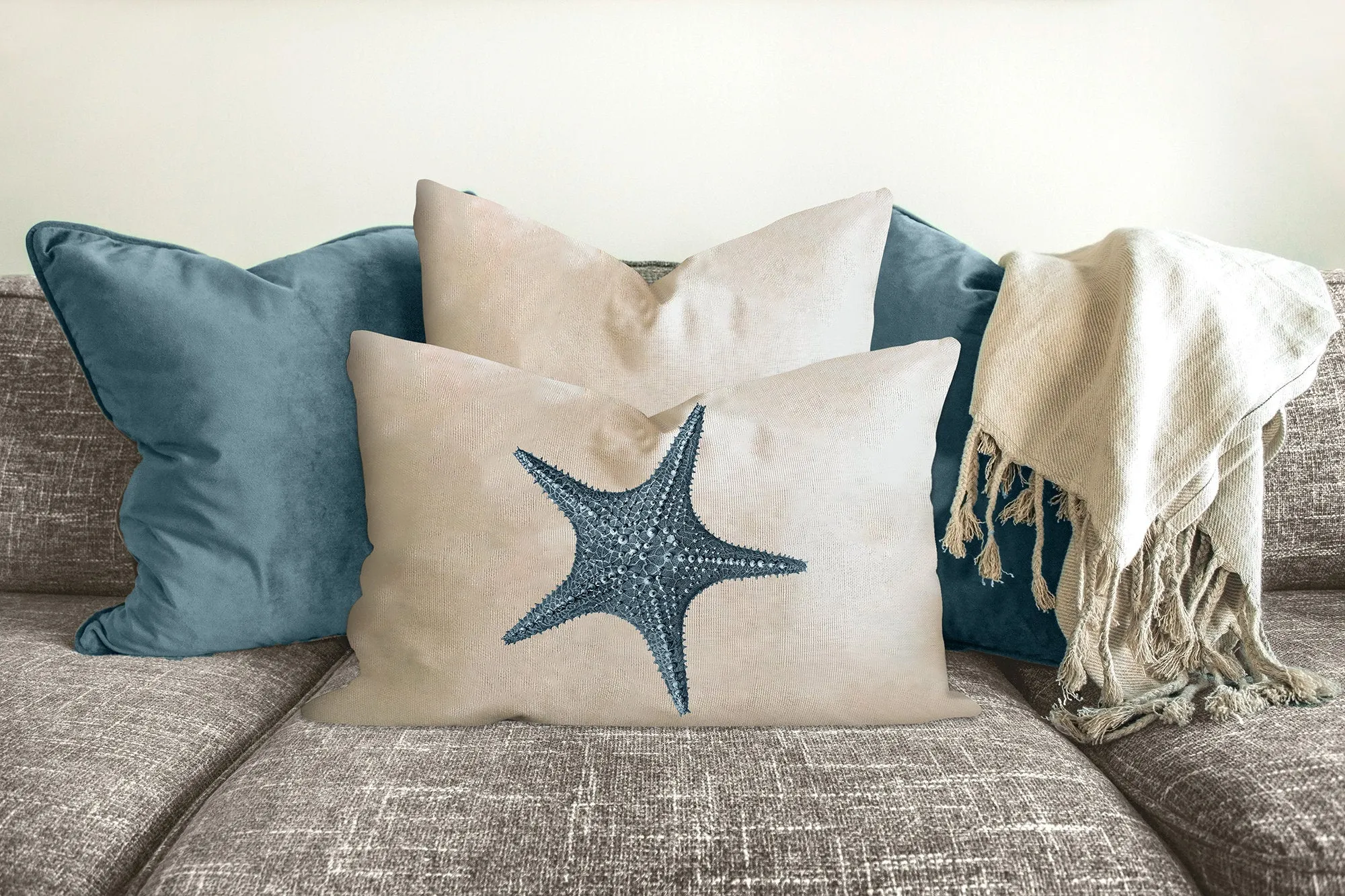 Set of 2 Starfish pillows, coastal decor accent, modern, home decor, pillow cover and insert, accent cushion, beach home style, ocean art