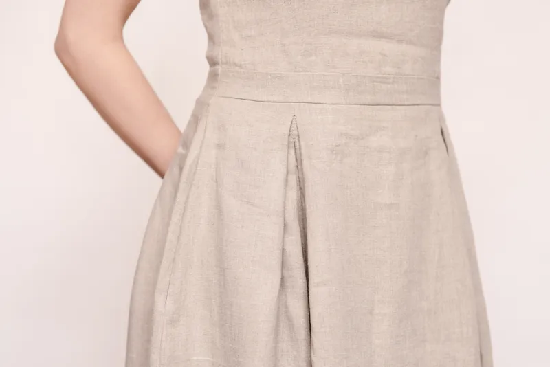Short-Sleeves Retro Linen Dress