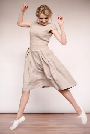 Short-Sleeves Retro Linen Dress